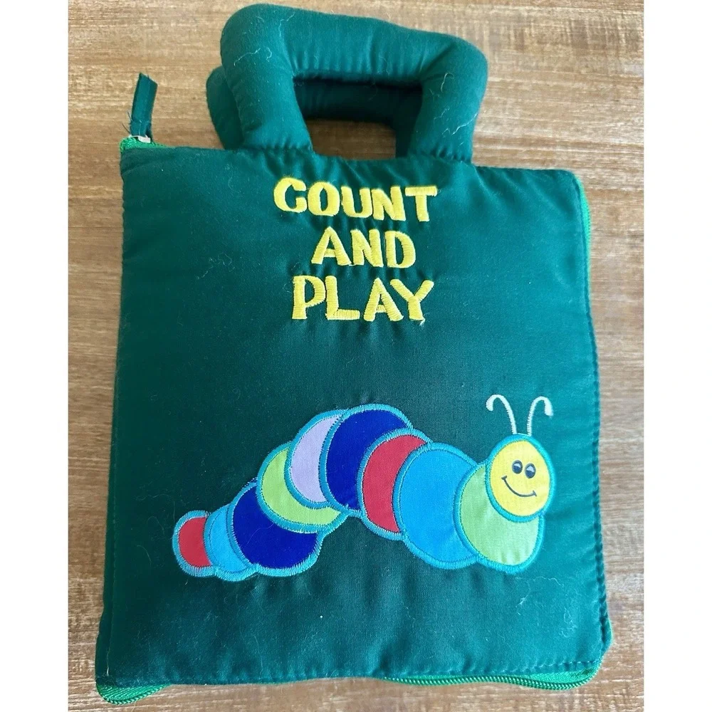 Vintage 1991 Pockets of Learning Soft Cloth Book Count And Play Baby Toddler